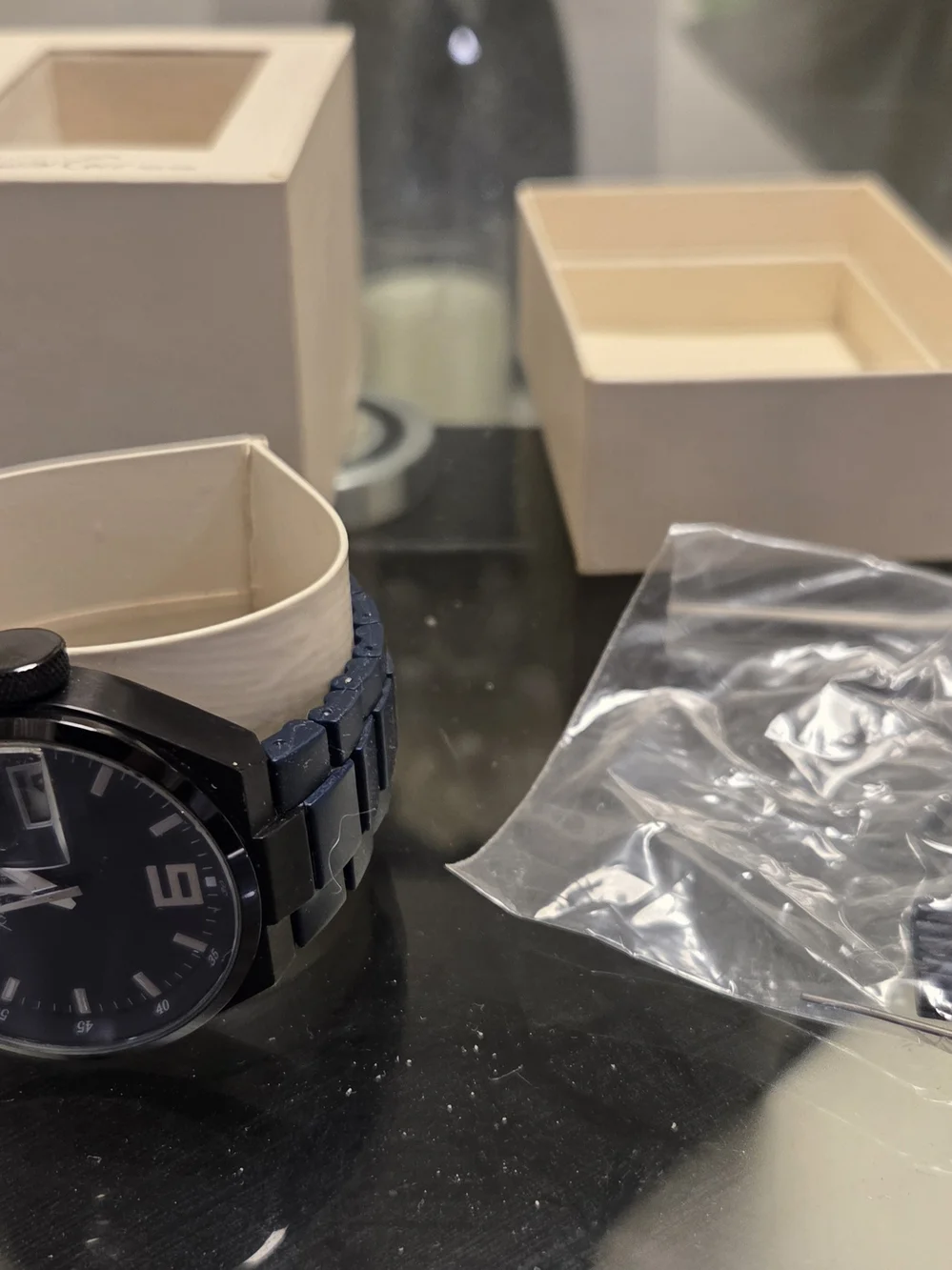 Kenneth Cole Men's Black Case with Blue Dial Stainless Bracelet Watch